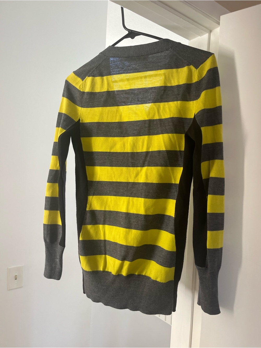 Trina Turk Yellow and Gray Striped Crewneck Sweater